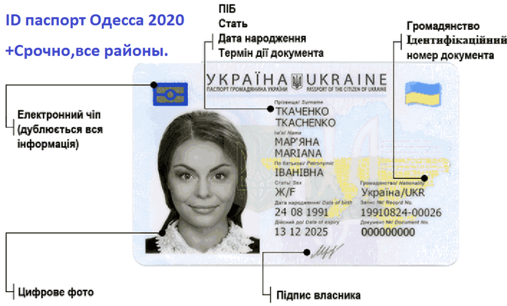 ID паспорт Одесса 2020